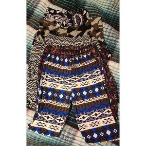 LOT 5 Pairs Womens Multipe Designs STRETCH LEGGINGS ONE SIZE CAMO AZTEC CAPRI